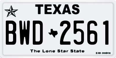 TX license plate BWD2561
