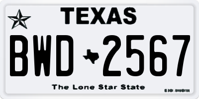 TX license plate BWD2567