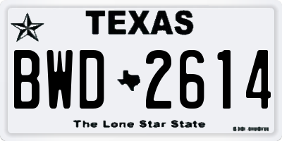 TX license plate BWD2614