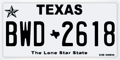 TX license plate BWD2618