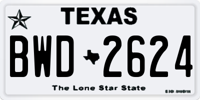 TX license plate BWD2624