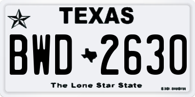 TX license plate BWD2630