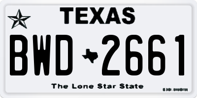 TX license plate BWD2661