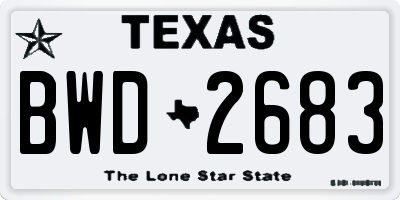 TX license plate BWD2683