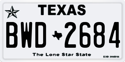 TX license plate BWD2684