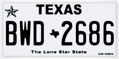 TX license plate BWD2686