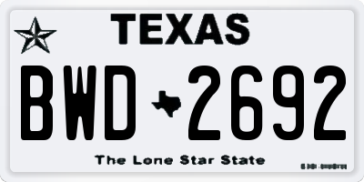 TX license plate BWD2692