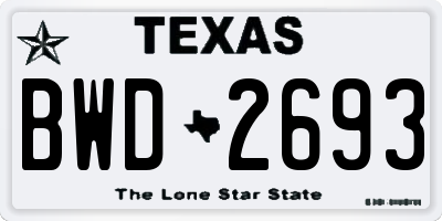 TX license plate BWD2693