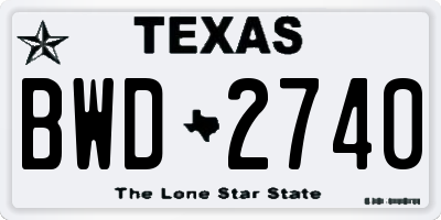 TX license plate BWD2740