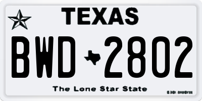 TX license plate BWD2802