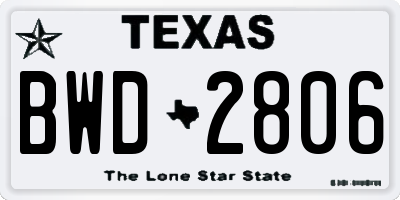 TX license plate BWD2806