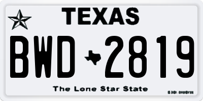 TX license plate BWD2819