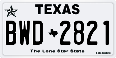TX license plate BWD2821