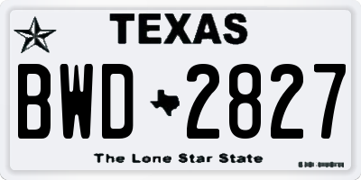 TX license plate BWD2827