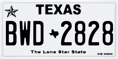 TX license plate BWD2828
