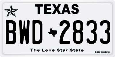 TX license plate BWD2833