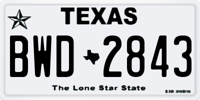 TX license plate BWD2843