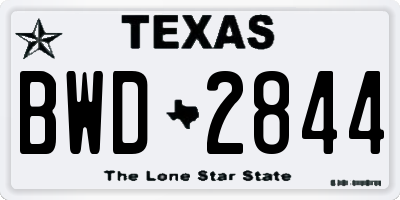 TX license plate BWD2844
