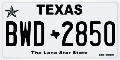 TX license plate BWD2850