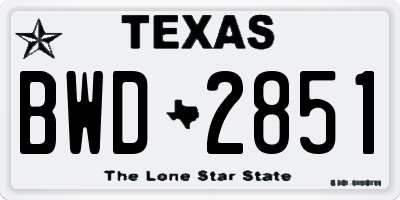 TX license plate BWD2851