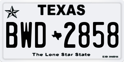TX license plate BWD2858