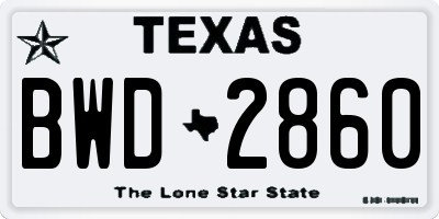 TX license plate BWD2860