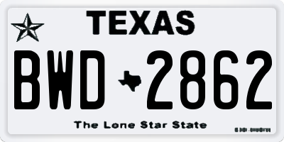 TX license plate BWD2862