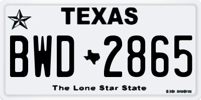TX license plate BWD2865
