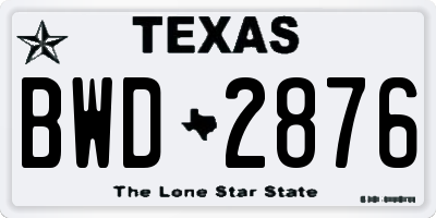 TX license plate BWD2876