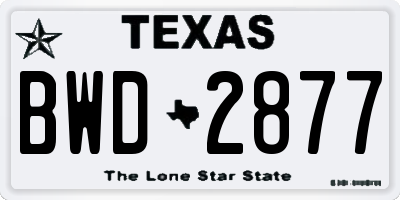 TX license plate BWD2877
