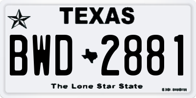 TX license plate BWD2881