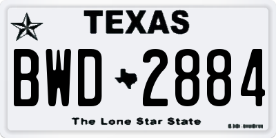 TX license plate BWD2884