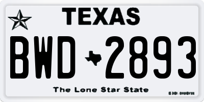 TX license plate BWD2893