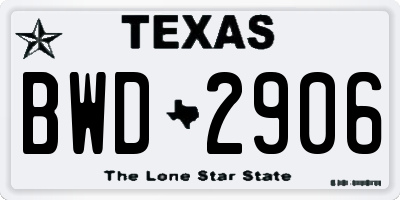 TX license plate BWD2906