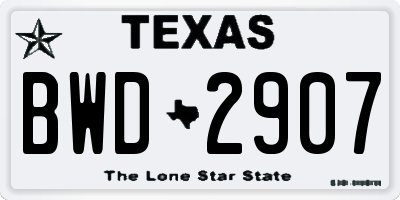 TX license plate BWD2907
