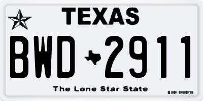 TX license plate BWD2911