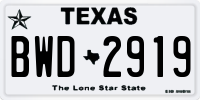 TX license plate BWD2919