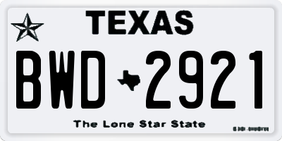 TX license plate BWD2921