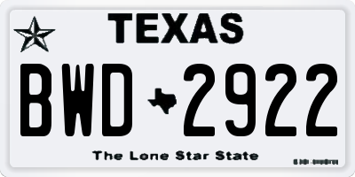 TX license plate BWD2922