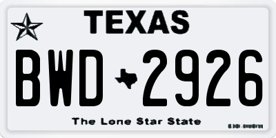 TX license plate BWD2926