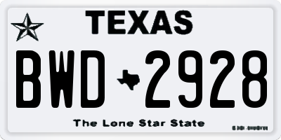 TX license plate BWD2928