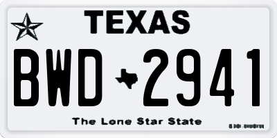 TX license plate BWD2941