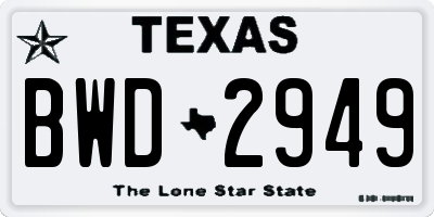 TX license plate BWD2949