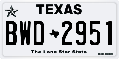 TX license plate BWD2951