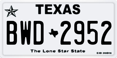 TX license plate BWD2952