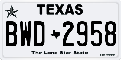TX license plate BWD2958