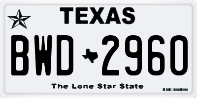 TX license plate BWD2960