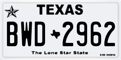 TX license plate BWD2962