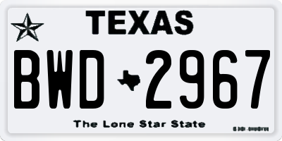 TX license plate BWD2967