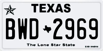 TX license plate BWD2969